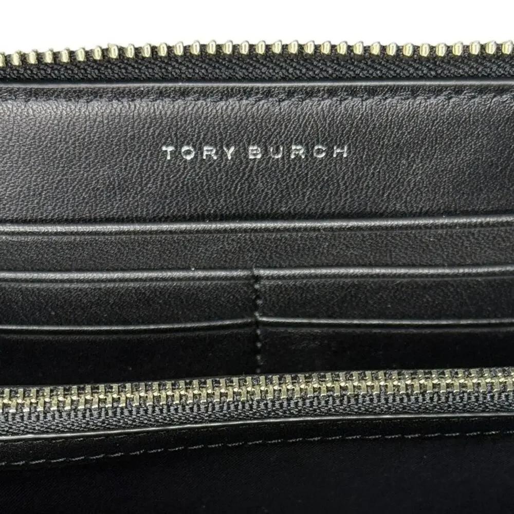 Tory Burch Gray Snake Print Zip Around Continental Wallet Leather